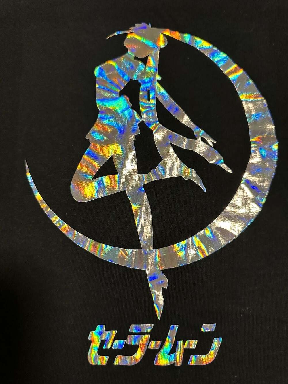 Gildan Sailor Moon Holographic Graphic T-Shirt Black Size M